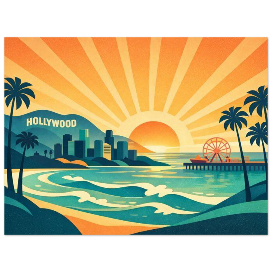 Los Angeles Wall Art – Hollywood Sunset & Coastal Skyline