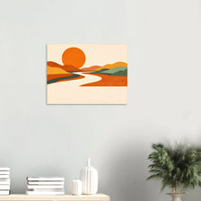 Austin minimal landscape poster with sun and winding river