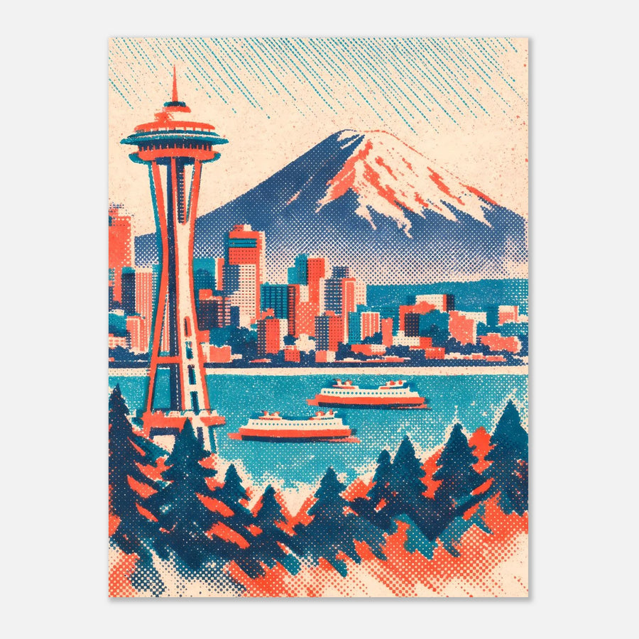 Seattle Skyline Wall Art Print — Space Needle & Mount Rainier