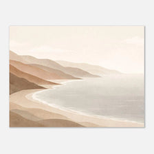 Minimal Bay Area coastal hills poster in warm neutral palette