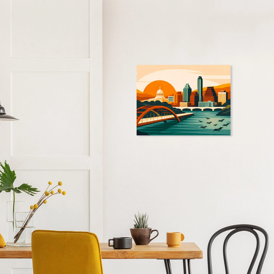 Bauhaus-inspired geometric poster of Austin