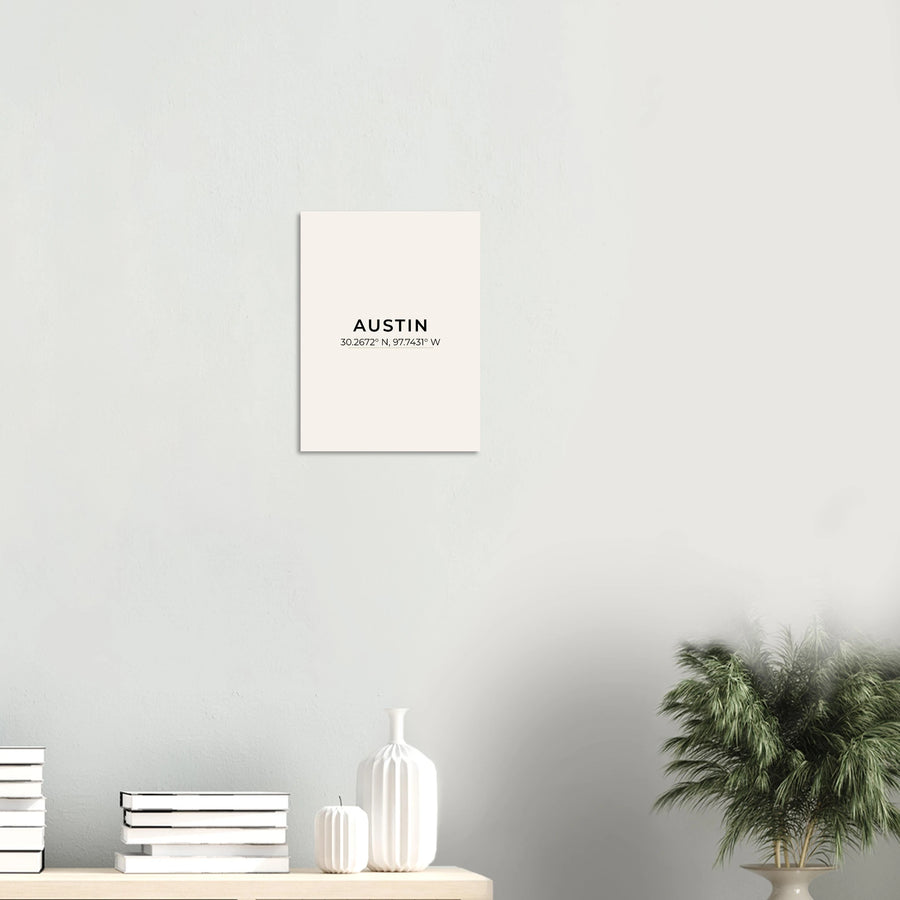 Austin Coordinates Wall Art Poster