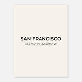 San Francisco Coordinates Wall Art Poster