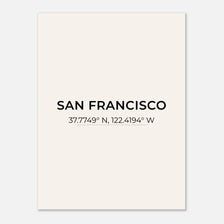 San Francisco coordinates poster in minimalist black text on cream