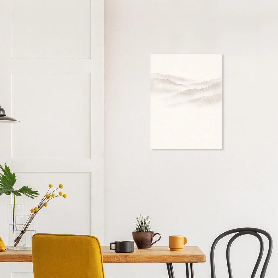 Bay Area Serene coastal hills in soft fog Poster