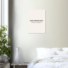 San Francisco coordinates poster in minimalist black text on cream