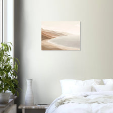Minimal Bay Area coastal hills poster in warm neutral palette