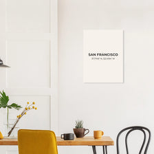 San Francisco coordinates poster in minimalist black text on cream