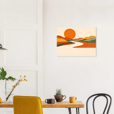 Austin minimal landscape poster with sun and winding river