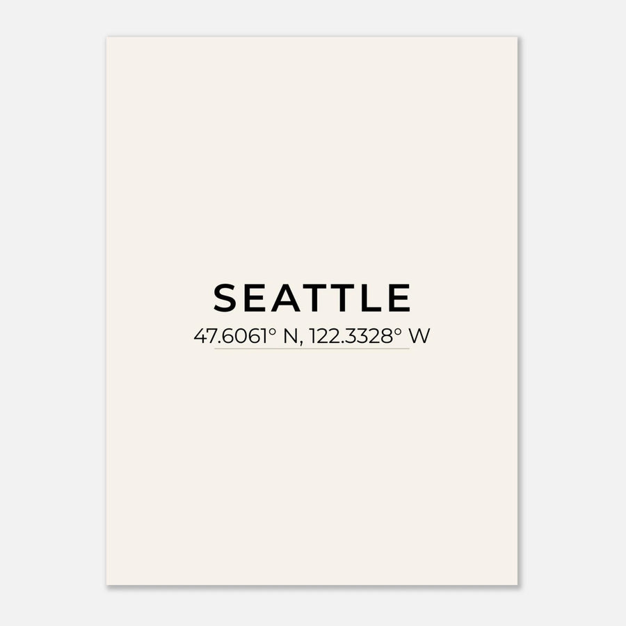 Seattle Coordinates Wall Art Poster