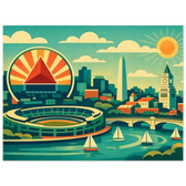 Boston Retro Travel Poster – Fenway & Charles River