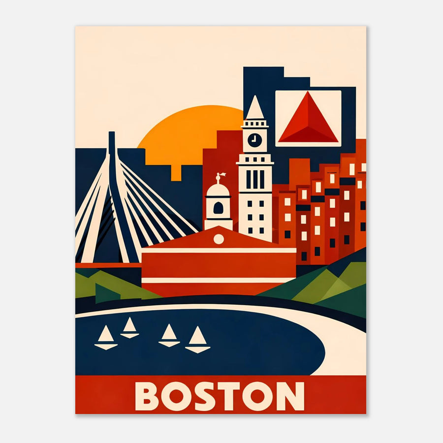 Bauhaus Boston City Skyline Poster