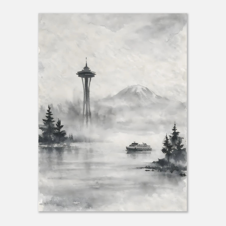 Wabi-Sabi Ink Wash Seattle Poster
