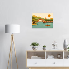 Austin sunset poster with bridge, Capitol dome, and kayaker