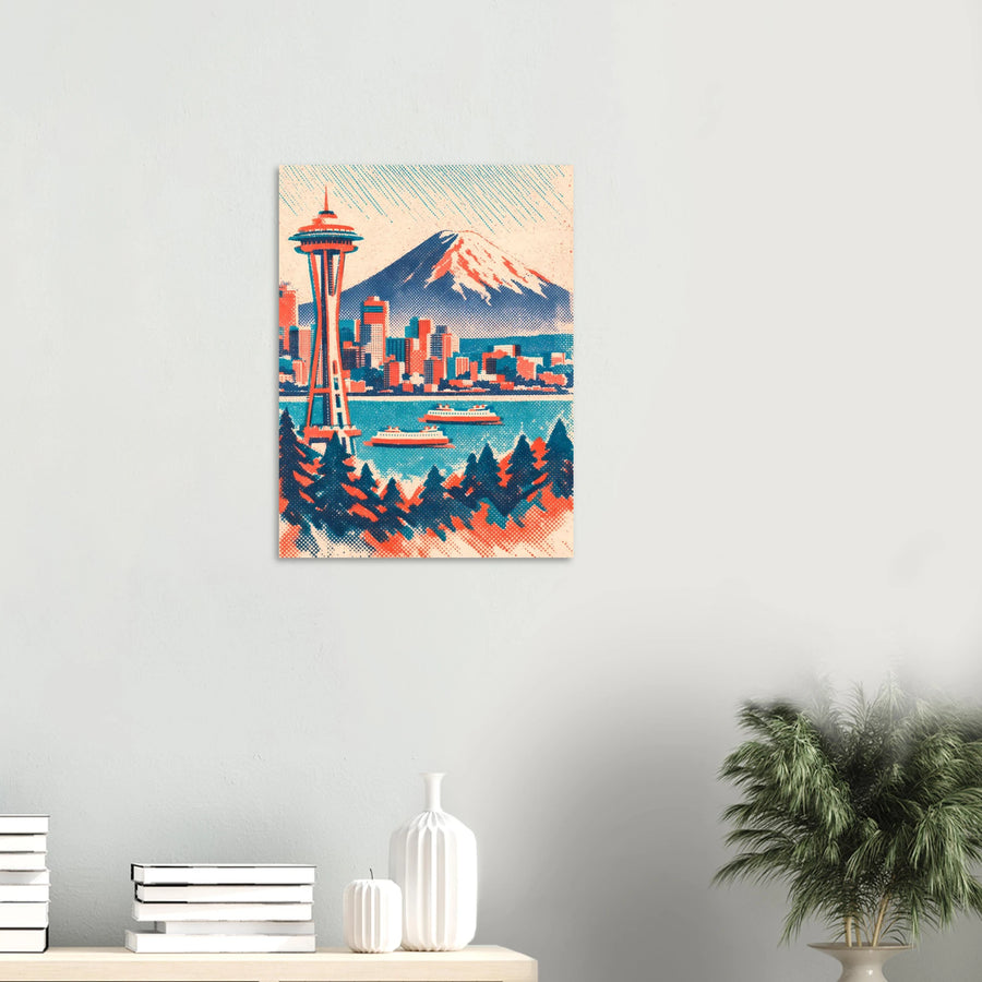 Seattle Skyline Wall Art Print — Space Needle & Mount Rainier