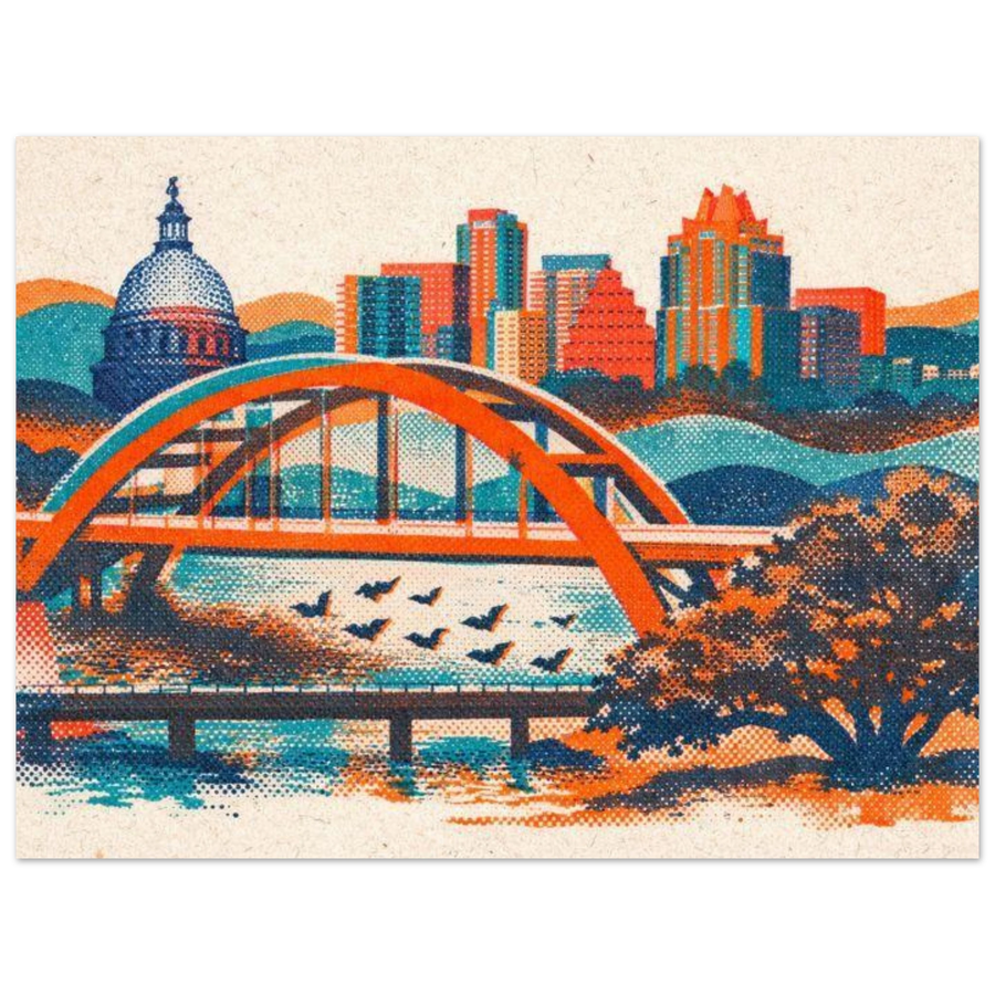 Austin Skyline — Warm Modern Wall Art Print